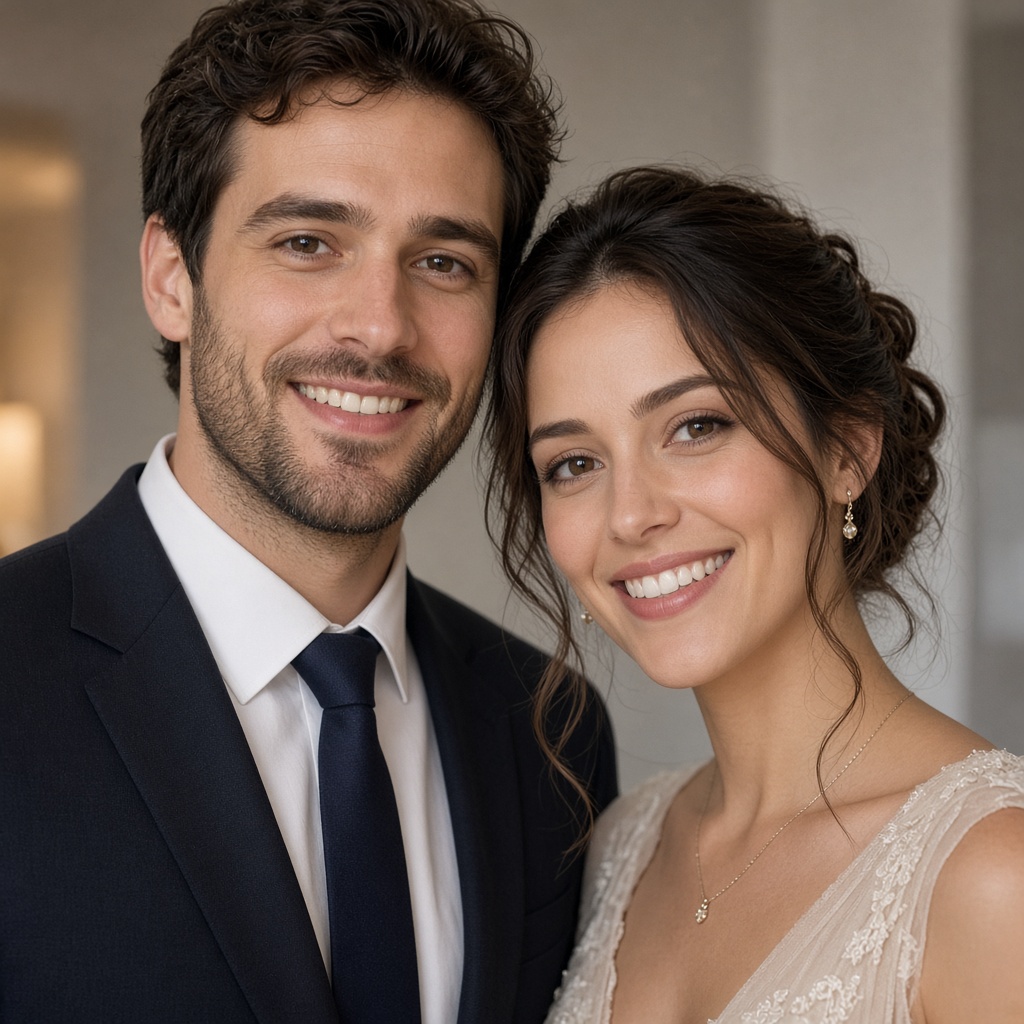 Un couple habillé pour une célébration