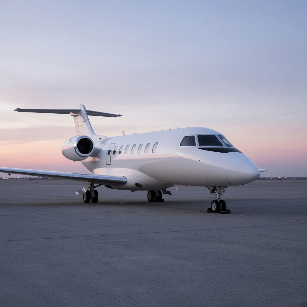 Un petit jet blanc sur le tarmac
